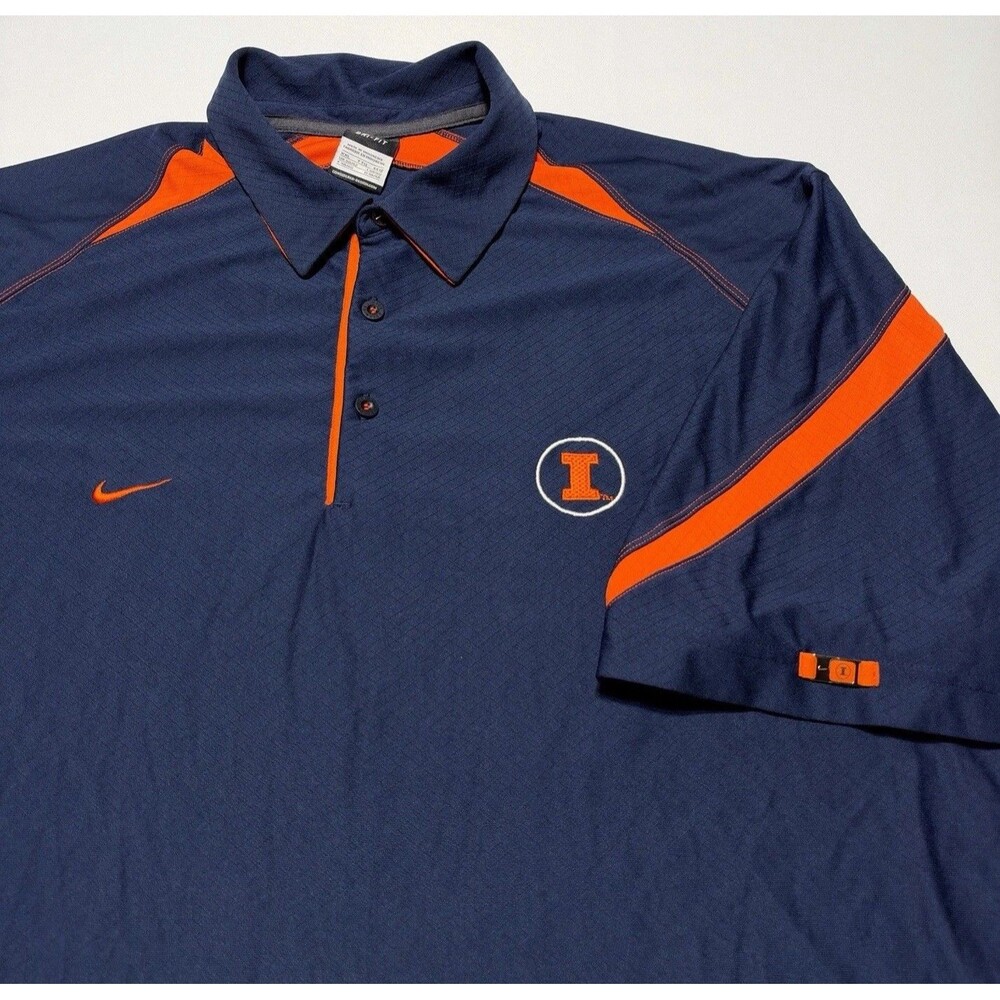 Illinois Fighting Illini Nike Polo Shirt Mens XXL 2XL NCAA Short Sleeve *READ
